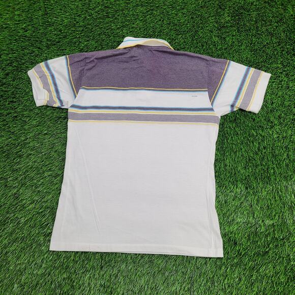 Vintage 90s Travis-Cup MOD Polo Shirt XS 17x24 White Purple Crop - Picture 2 of 11